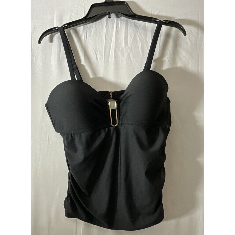 Time and Tru Black One-Piece Tankini with Gold Accent